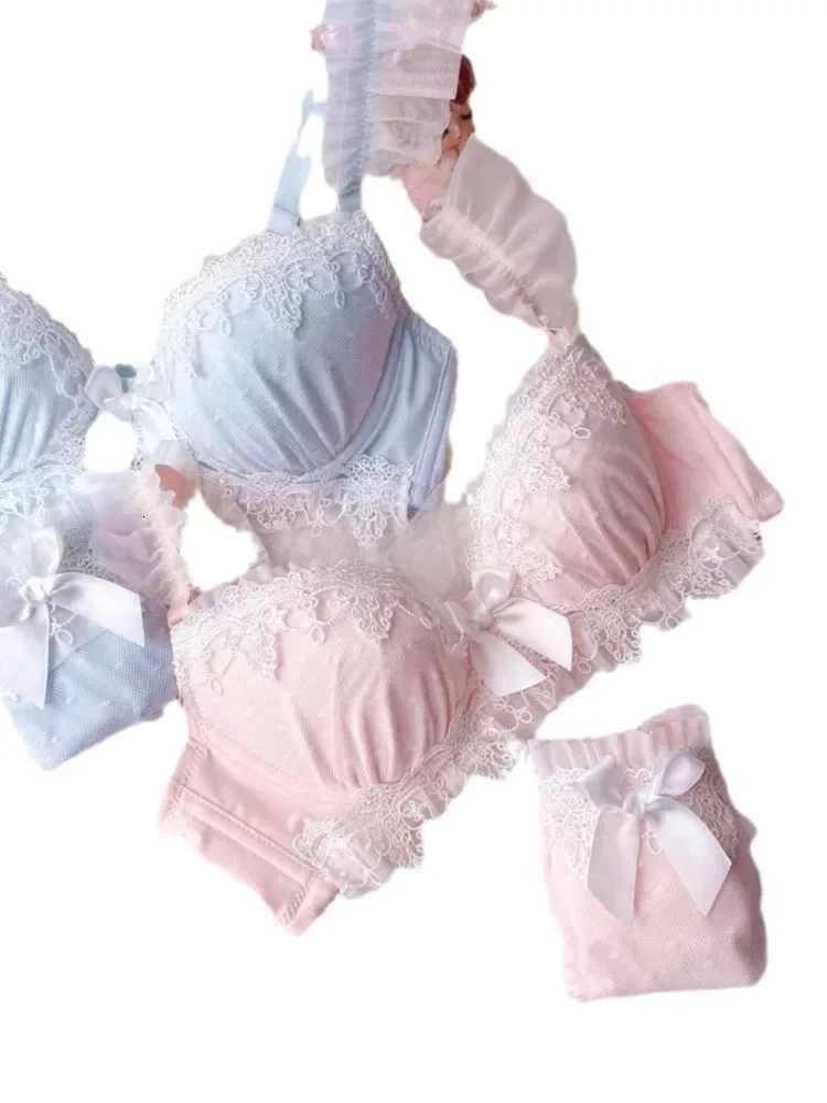 YUQI Sexy Japanese Sweet Bra Set G Cup Large Cup Womens Underwire Heavy Lace Thin Cup Comfort Pure Sensual Lingerie push upXJ251106