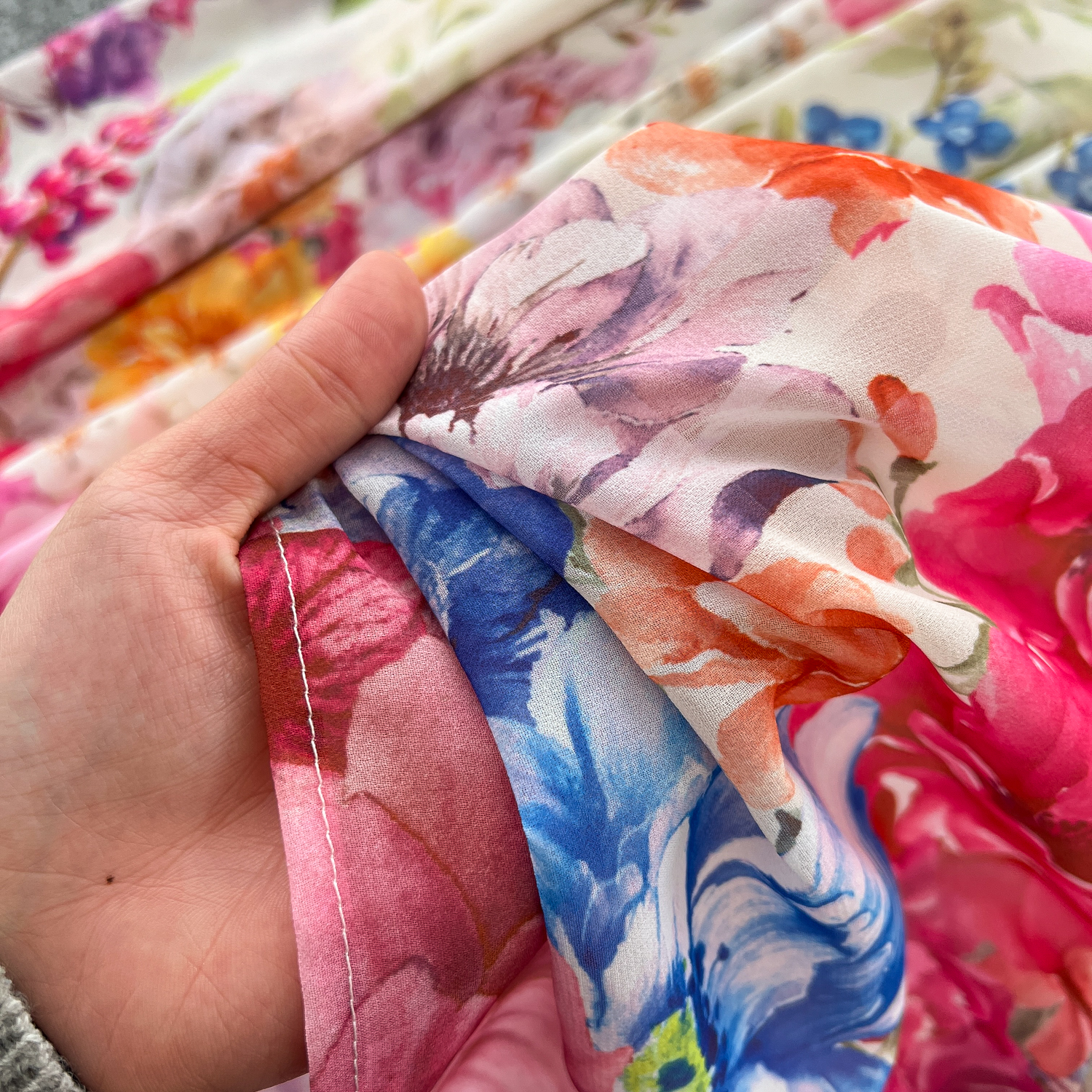 Two Piece Dress Summer Holiday Chiffon Gorgeous Flower 2 Piece Set Women Long Lantern Sleeve Shirt Blouse and High Waist A-Line Long Skirt Suit 2025