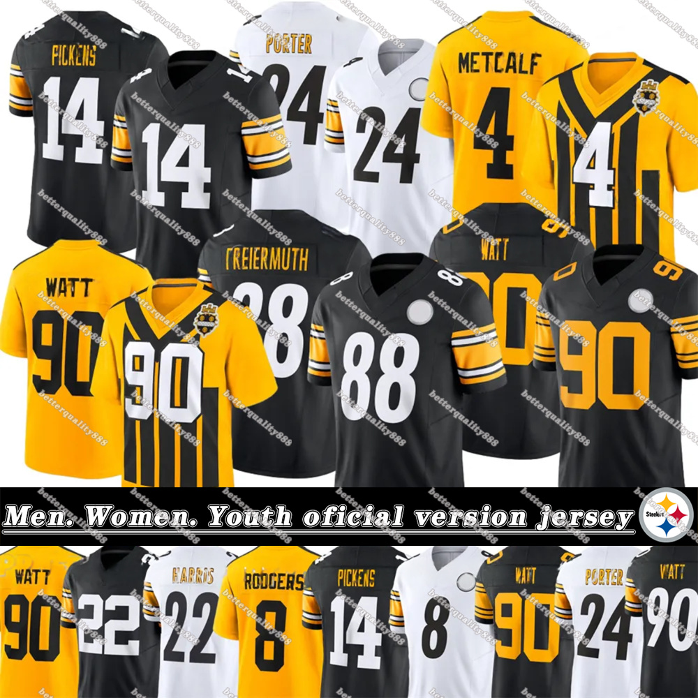 Pittsburghcity SteelersS jersey #90 Watt #4 Metcalf #8 Rodgers Diontae Johnson Will Howard Joey Porter Jr. Football Jerseys