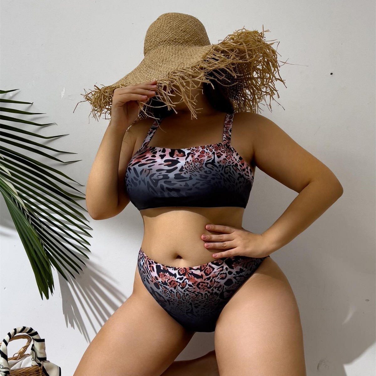 2025 new sexy plus size three piece set high waist split bikini women's swimsuit