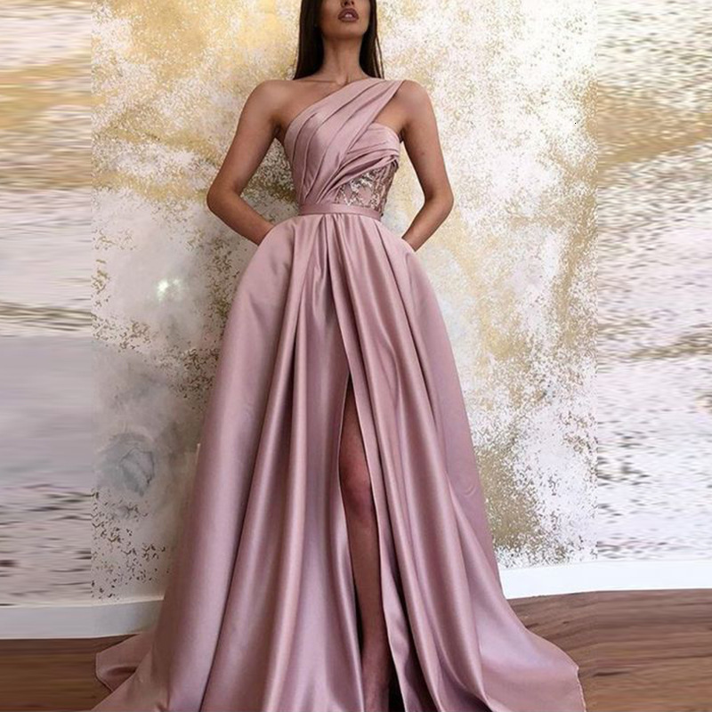 2025 Spring New Sexy Split Shoulder Dress Long Skirt Evening Dress for Women