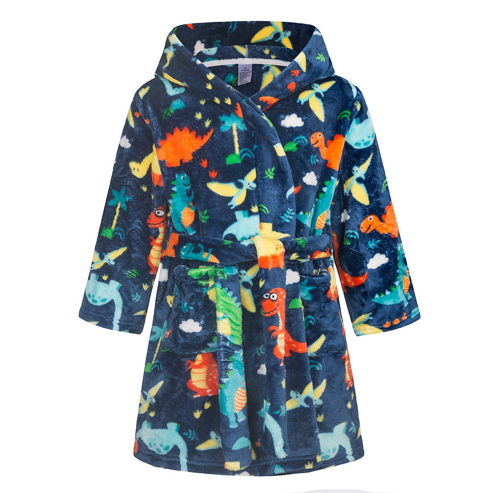 Pajamas Kids Bathrobe Children Clothing Flannel Bath Robe Clothes Baby Girls Boy Cartoon Soft Sleepwear Bath Pajamas Teenager Clothes 230227