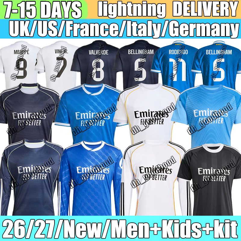 New Season Jerseys Vini Jr. #7 Mastantuono#30 GONZALO #16 camiseta madrids Mbappe #10 Huijsen #24 Valverde #8 Rodrygo #11 Soccer Jerseys 2026 football shirt mens kit kids