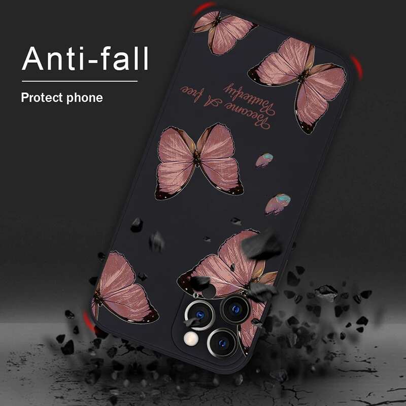 Retro Butterfly wers Square Silicone Case For Samsung Galaxy A14 A34 A54 A13 A33 A53 A32 A52 S23 Ultra S22 Plus S21 FE Cover