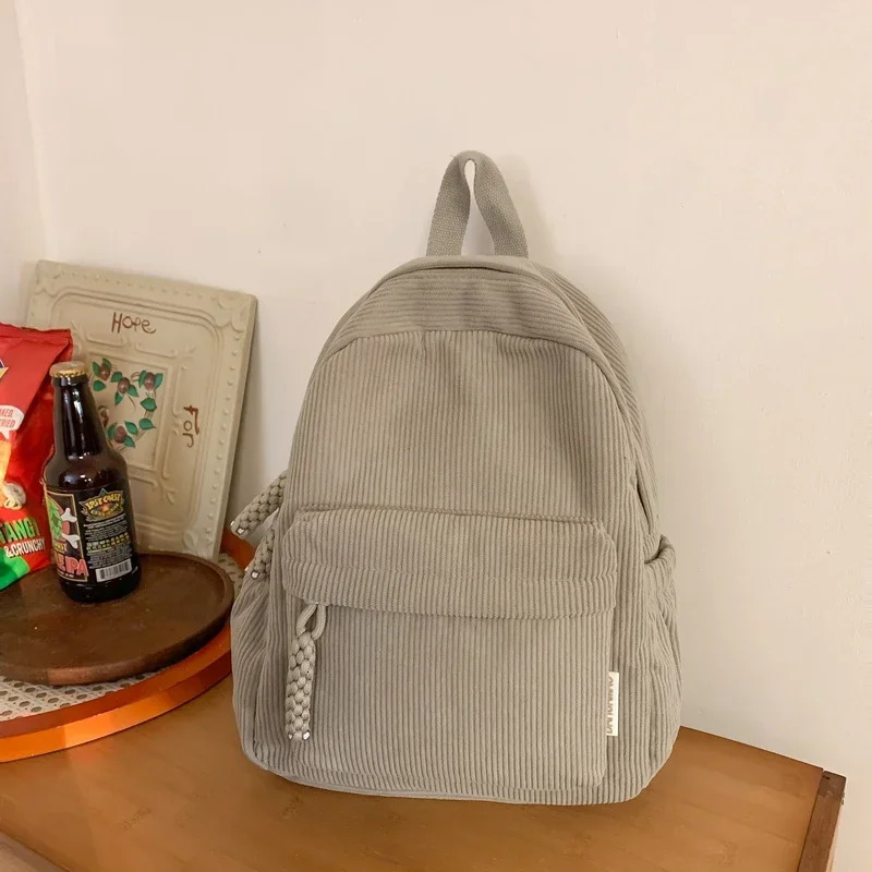Corduroy Solid Thread Twisted Rope Fashion Backpack Casual Edition High Quality Womens Bag Mochila Mujer 250402