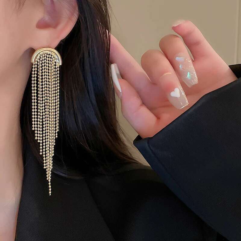 New Gold Plated Sier Bead Chain Tassel Long Shell Butterfly Ear Wire Earring Clasps Handmade Drop Earrings