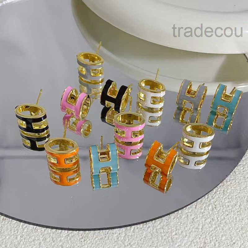 Letter H enamel earrings women Designer earrings Elegant Stud All match 18K titanium Steel Designer jewelry for Lady Luxury gift jewelry