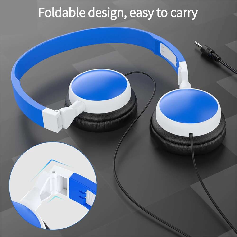3.5mm Wired HD Sound Over Ear Headset Stereo Foldable Adjustable Headphones For MP3 Phone PC Music Bass Hook