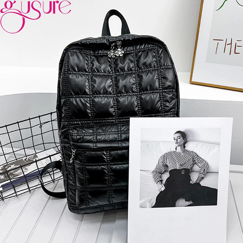 Gusure Winter Space Down Womens Backpack Fashion Bedding Plain weave Womens Backpack Leisure Large Capacity Handbag 250402