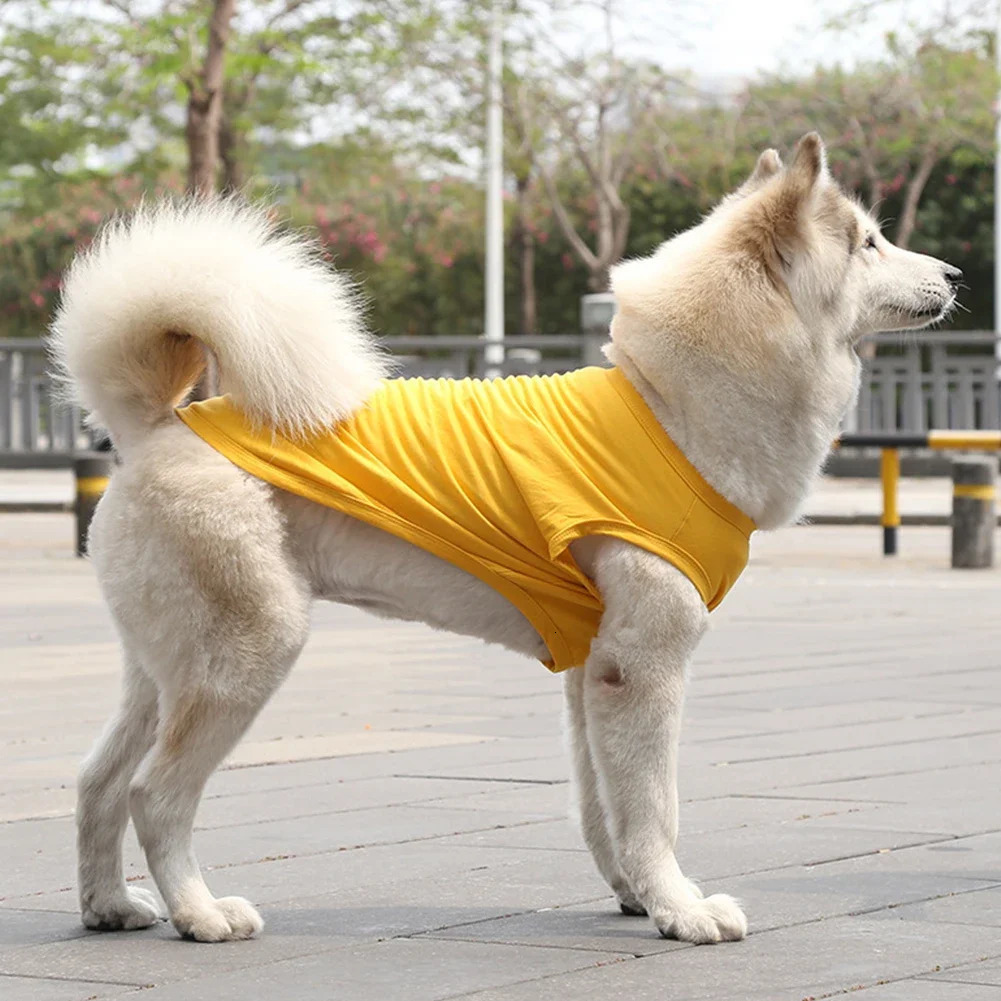 Oversized Sleeveless T-Shirt Big Dog Clothes Summer Cool Breathable Pet Clothes Pure Cotton Plain Vest Large Dog Pet Supplies 250402