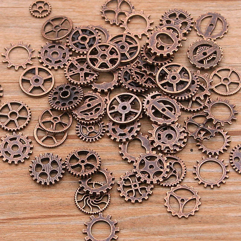 60 pieces of 10 color small 815mm mixed alloy mechanical steam punk gears and gear Diy accessories 250325