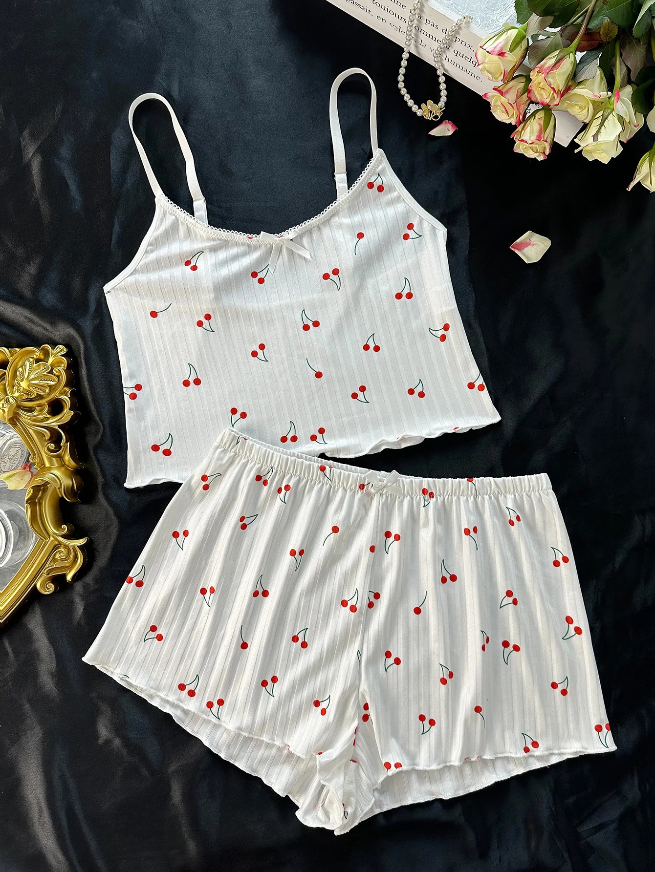 stampup stampup stampup Girl Cute Family Clothing Thin Casual Pamas Sleepwear Top and Underwear Set 250402