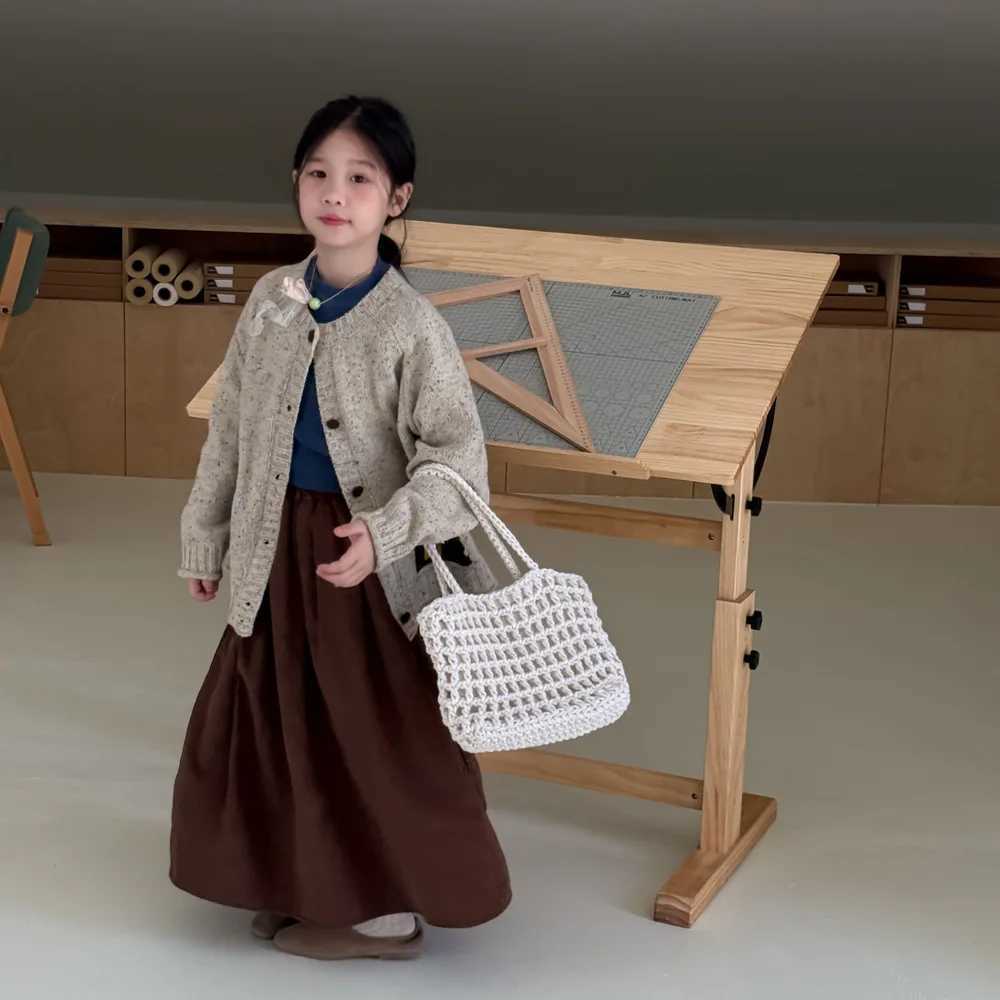 Children Girls Sweater 2025 Autumn Patchwork Pockets Kids Babys Girls Open Stitch Coats Loose Versatile Toddler Girls Cardigan L251104