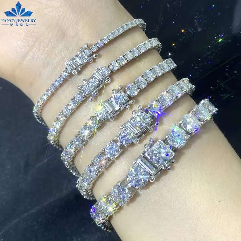 Unisex 925 Sterling Silver with White Gold Plating 3mm 4mm 5mm Moissanite Tennis Bracelet for Children for Engagement Parties