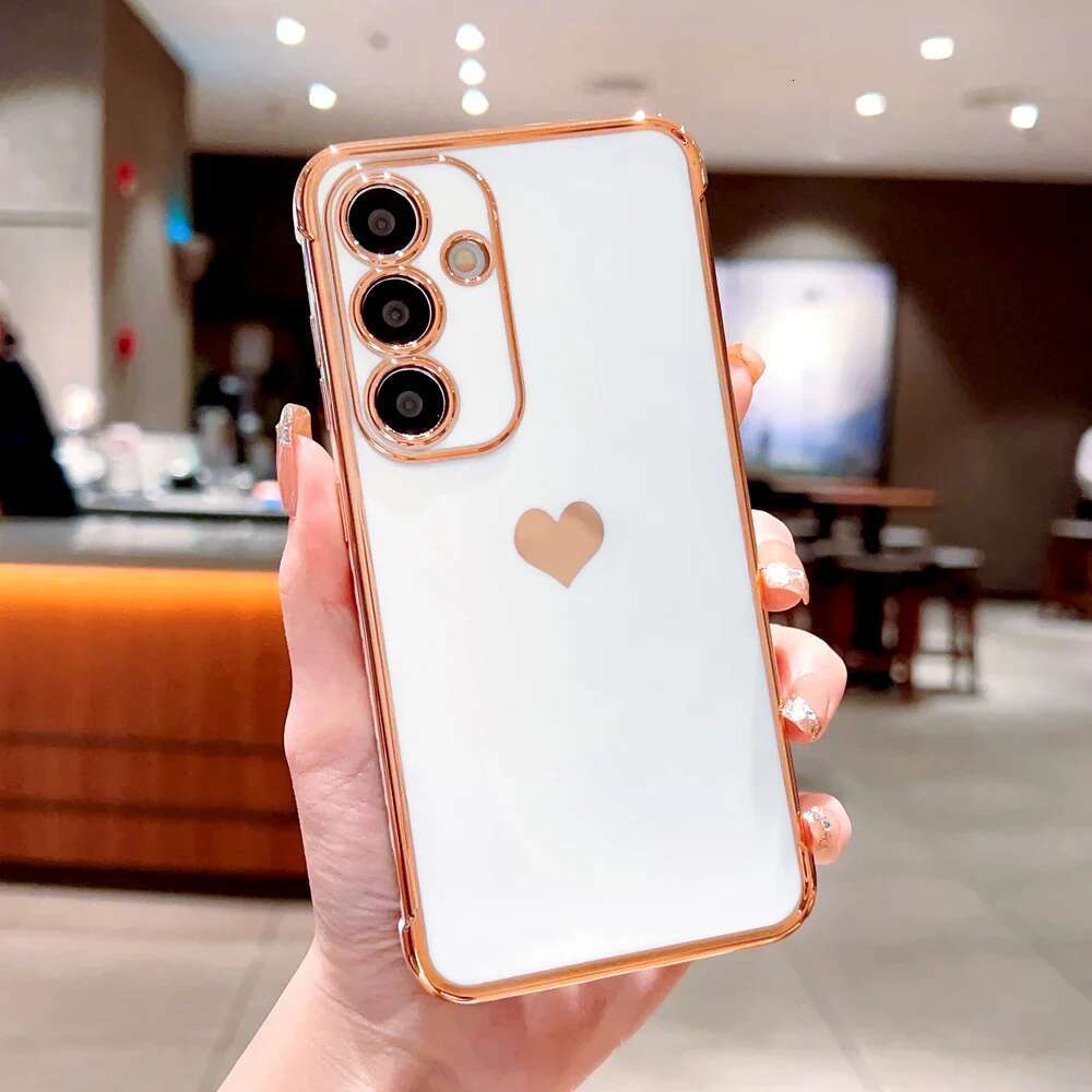 Plating TPU Case For Samsung Galaxy S25 S24 S23 S22 S21 Ultra Plus FE S24FE A55 A15 A35 A16 A54 A53 A52 A14 5G Love Heart Covers
