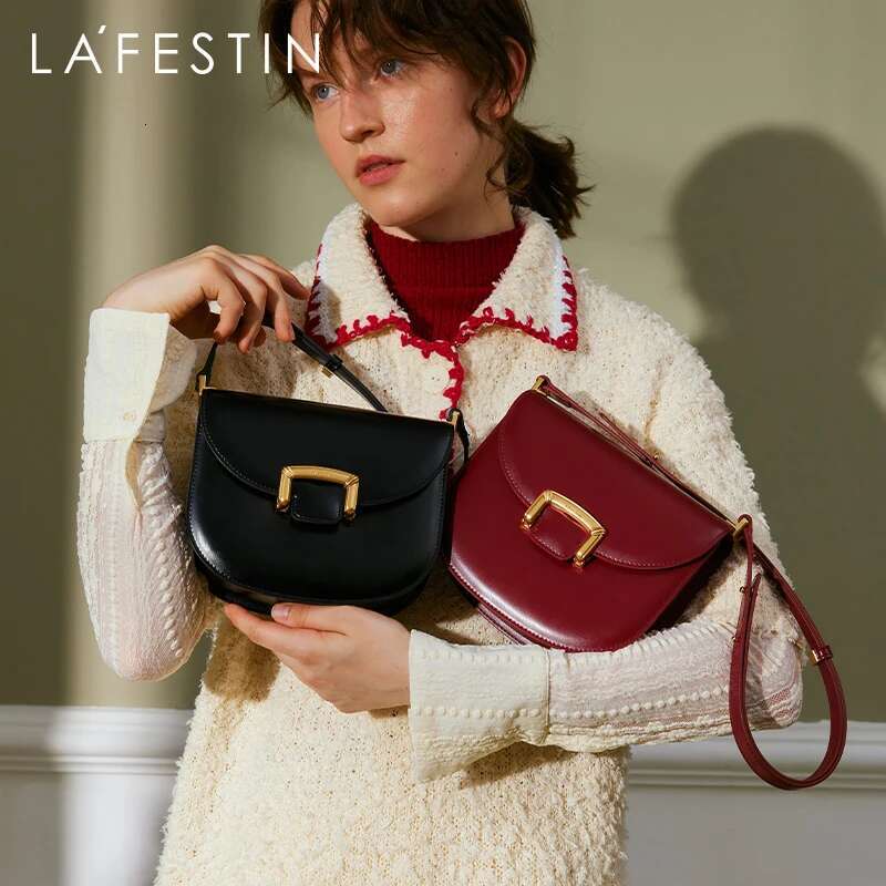 LA FESTIN Original Women 2024 New Trendy High-End Wedding Shoulder Commuting Handbag Retro Style Saddle Bag