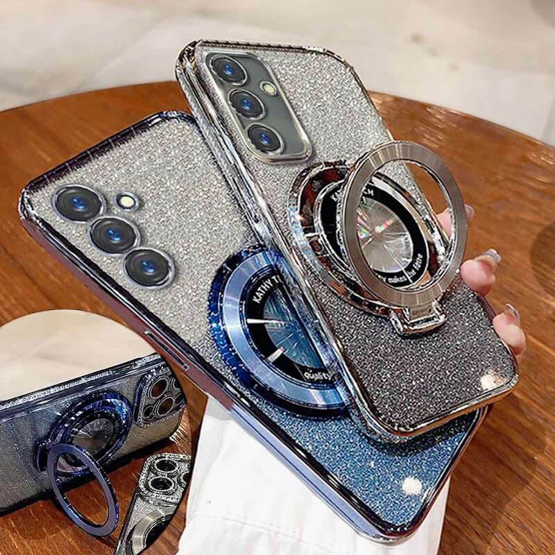 S24FE with bracket Glitter For Samsung Galaxy Note 20 Ultra 10 S24 S23 S22 S21 S10 S9 Plus Case Holder
