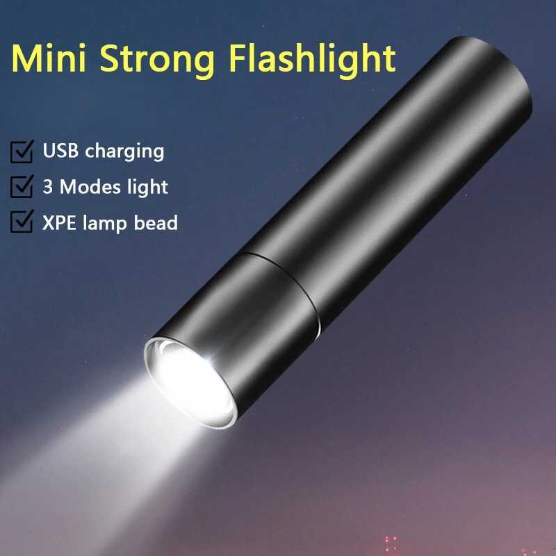 Mini LED Torch Strong Light Flashlight Multi-Purpose Portable Self Defense Flashlight Powerful Light Torch With Usb ChargingW251106