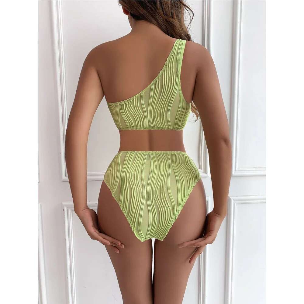 2024 Solid Color Piece Swimsuit Women Sexy Irregular Hollow Out Bikini One Shoulder Backless Monokini Summer Beach Swimwear