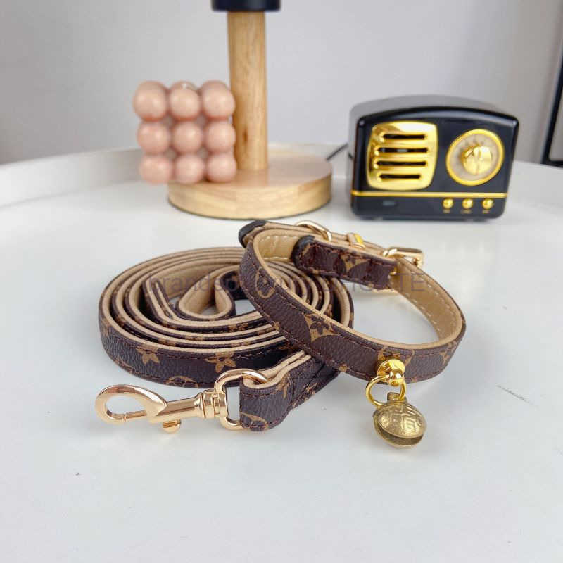 Trendy Pet Collar Teddy Fighting Shiba Inu Cat Old Flower Classic Dog Collar Traction Rope Set