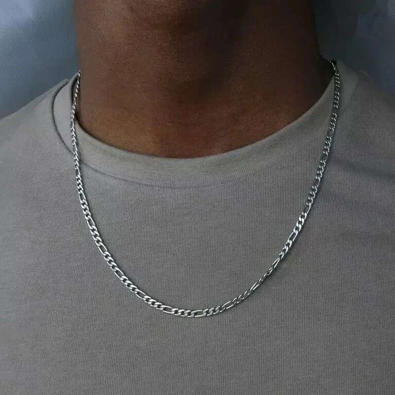 40-75cm Sier 4mm Figaro Chain For Women Men Long Necklace Hip Hop Jewelry Gift