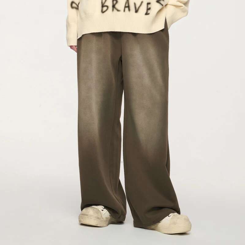 Unisex Washed Straight Sweatpants Men's Multi-Color American Street Style Wide-Leg Casual Pants