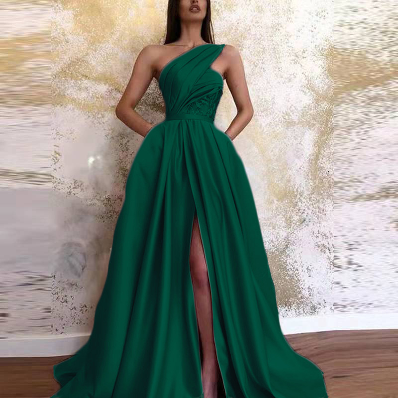2025 Spring New Sexy Split Shoulder Dress Long Skirt Evening Dress for Women