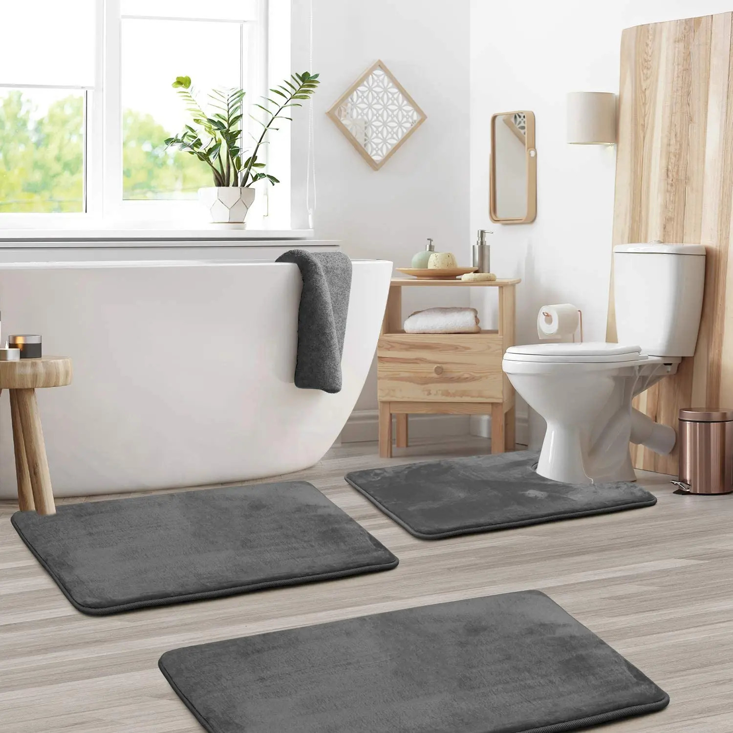 3PC Bathroom Rugs Velvet Memory Foam NonSlip Bath Machine Wash Dries Quickly Ultra Soft Mats for Bedroom kitchen 251106 - view 6