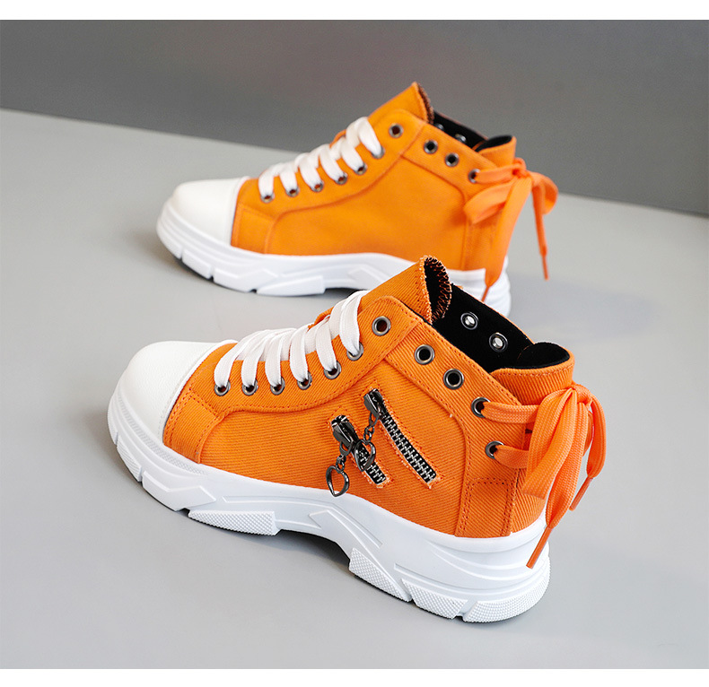 2025 New Canvas shoes women casual shoes high top shoes breathable thick sole height increasing Martin boots comfortable fashion sports