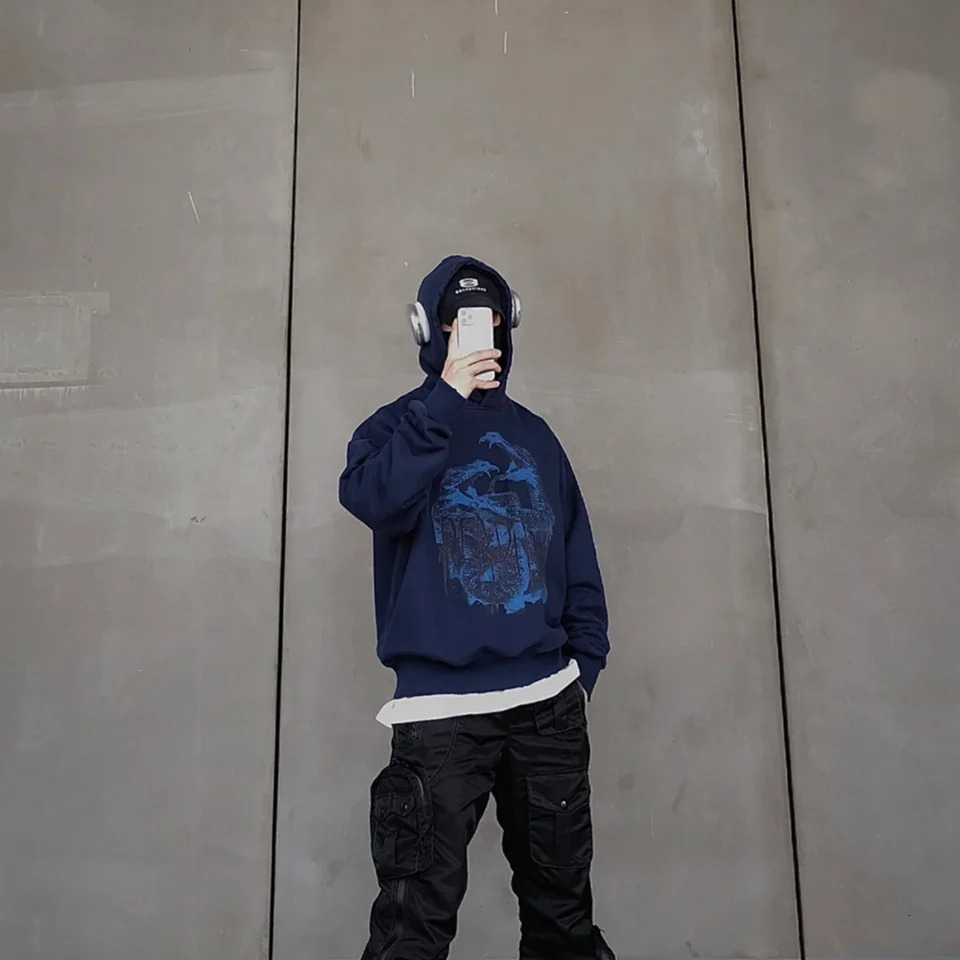 Yao888 Retro Super Dalian Hoodie Mens Cotton Casual Fashion Pullover Sweatshirt Loose Graphic 250403