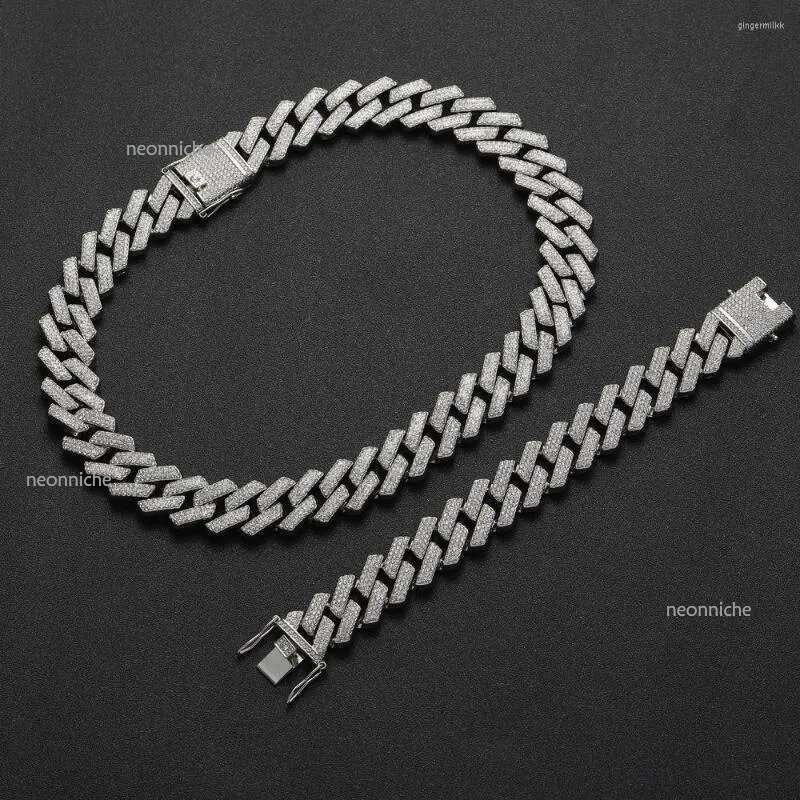 Chains ULJ Hip Hop Rhombus Cuban Chain Iced Out Bg Necklace Men Women 20mm Width Hiphop Crystal Fashion Jewelry