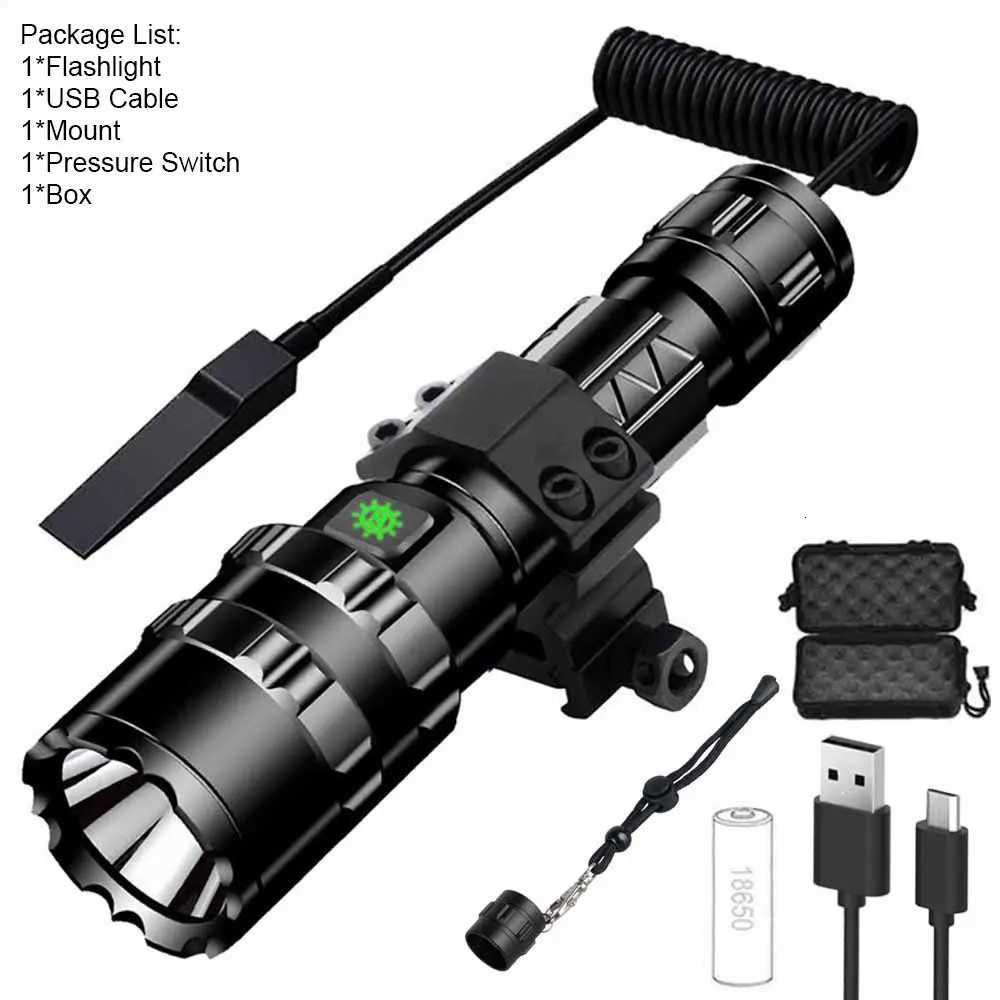 Professional Hunting Tactics Night Reconnaissance LED Flashlight L2 Lamp Beads Waterproof Rechargeable Outdoor Portable TorchW251106