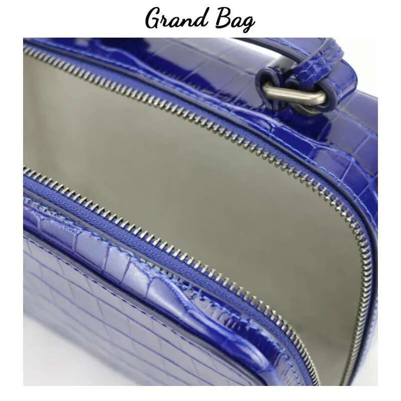 Genuine Cowhide Leather Small Bags Blue Crocodile Pattern Women Travel Crossbody Handbags New Fashion Female Bag Flap