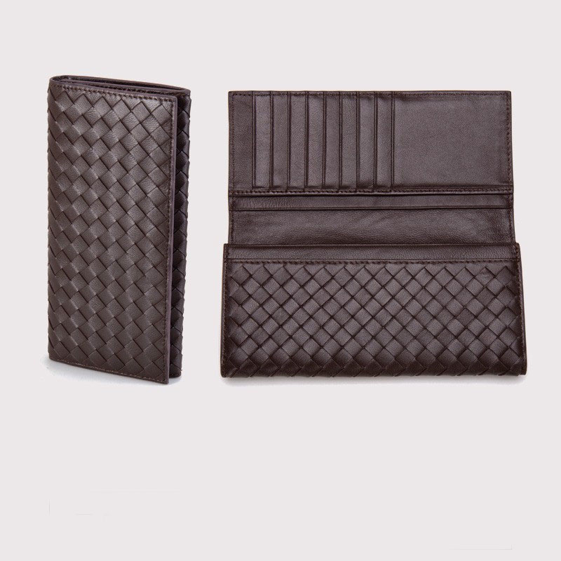 2025 new Hand-woven sheepskin women's long wallet with zipper classic personalized retro style casual hand-held genuine leather wallet