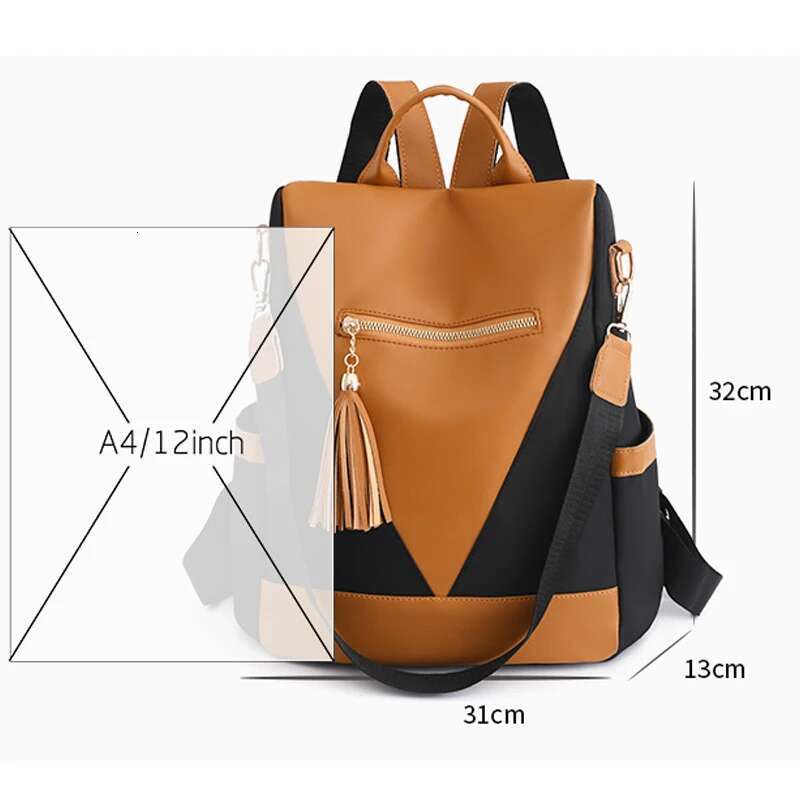 Women Casual Anti-Theft Patchwork Color Large Capacity Nylon Fabric Youth Backpack Student Travel Backpacks