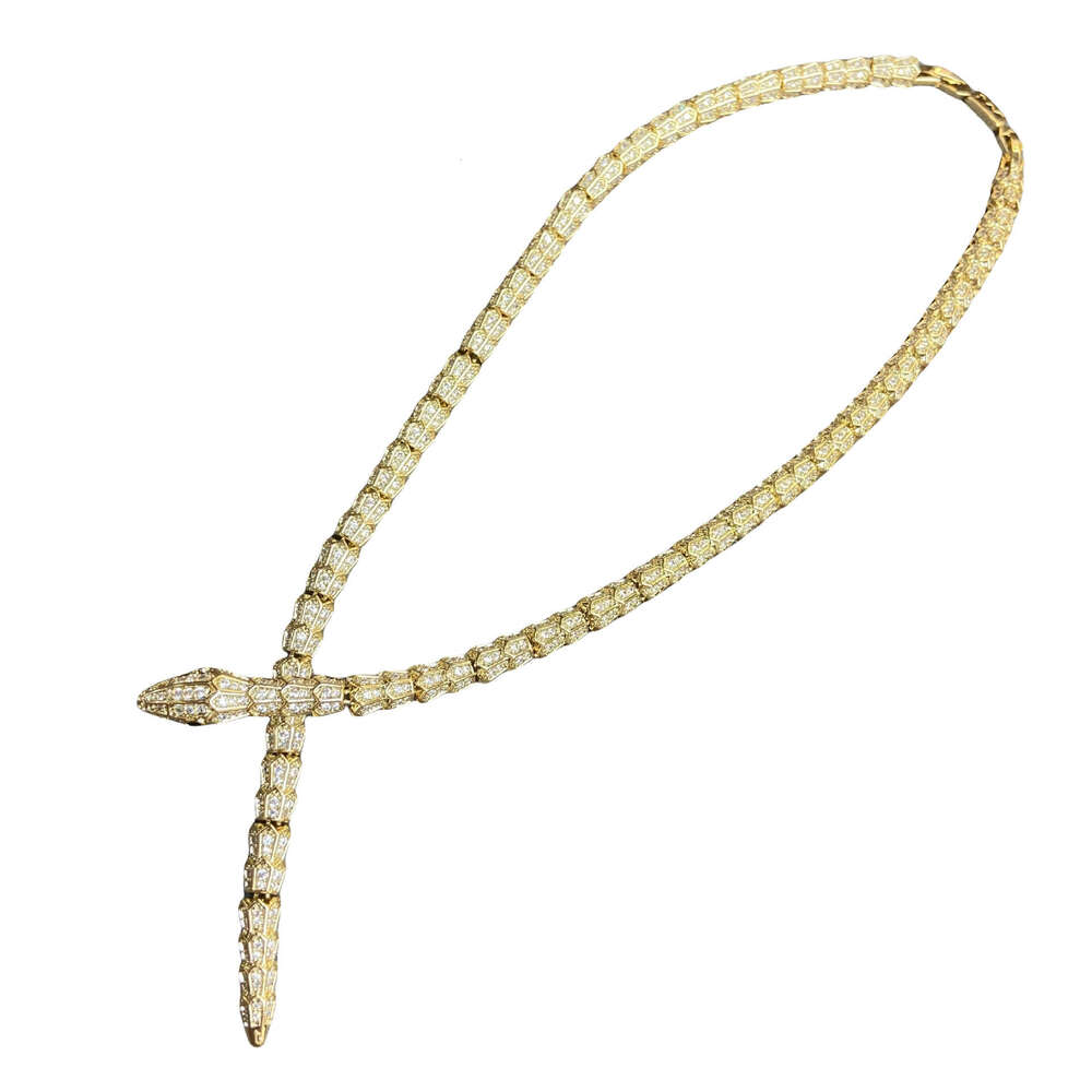 Luxurious Full Diamond Tail Snake Bone Necklaces Gold-Plated Collarbone Chain Ultra Shiny Choker Light Luxury High-End Accessory