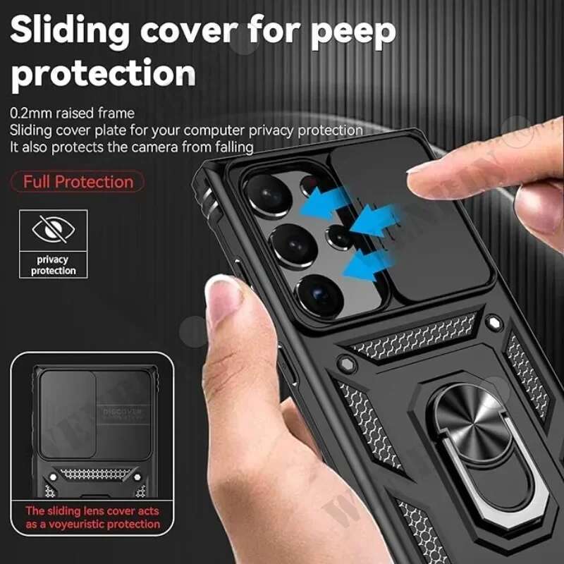 Case For Samsung S25 S23 S22 Ultra Plus S24 FE A56 A36 Heavy Duty with Camera 360 Degree Rotate Kickstand Shockproof Cover
