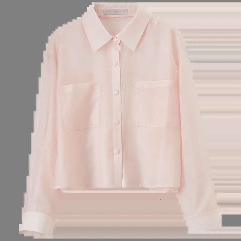 SENTUBILA Lyocell Women Shirt 2025 Spring Summer Lapel Neck Long Sleeve Crop Solid Pockets Lace-up Female Cozy Blouse 142C54323
