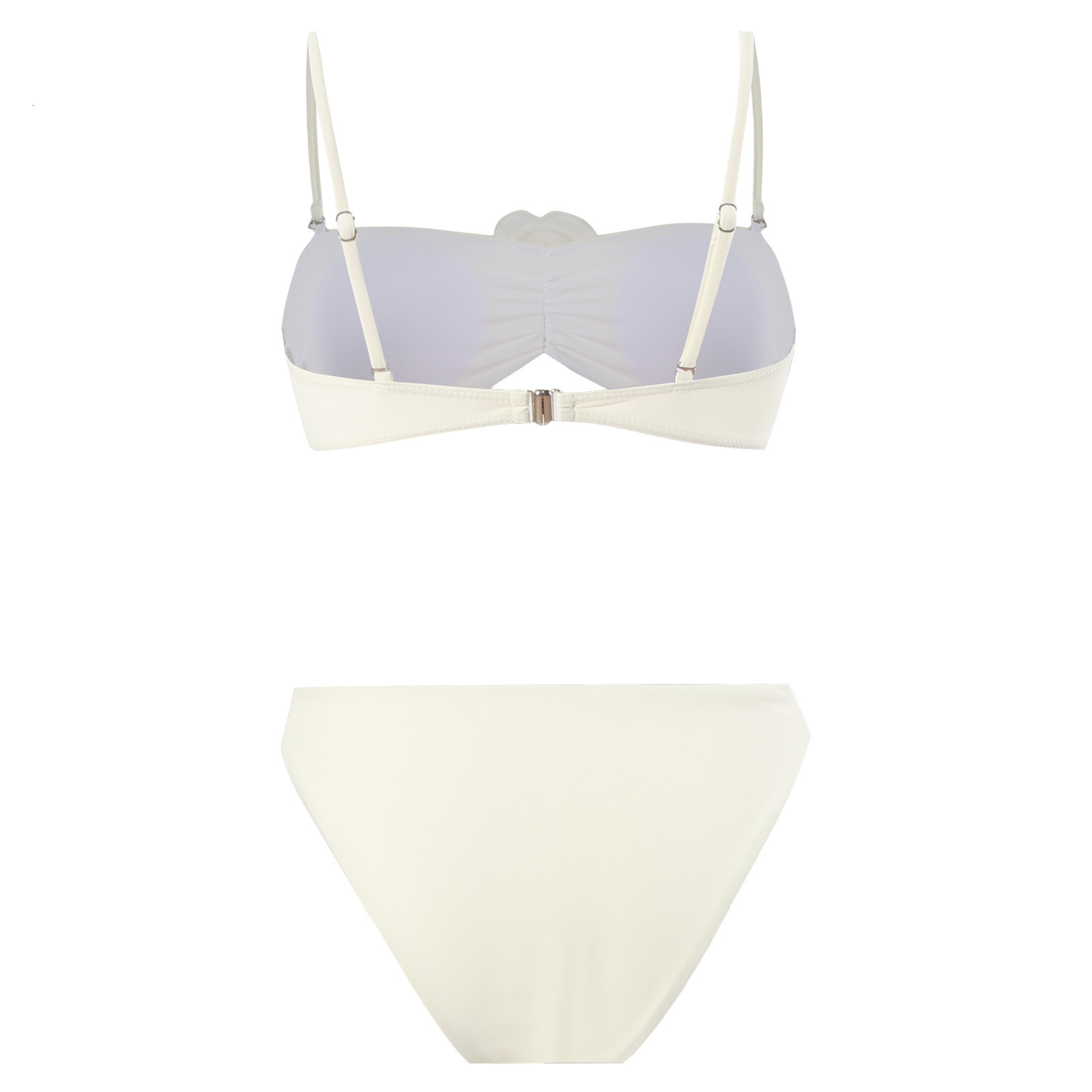 Sexy solid color bikini 2025 new three-dimensional flower decoration split swimsuit for women