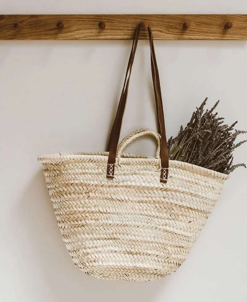 2025 Beach French Style Straw Bags for Women Raffia Handbag Holiday Basket Ins Hand Bag Top Quality Woven Purse Carrycot