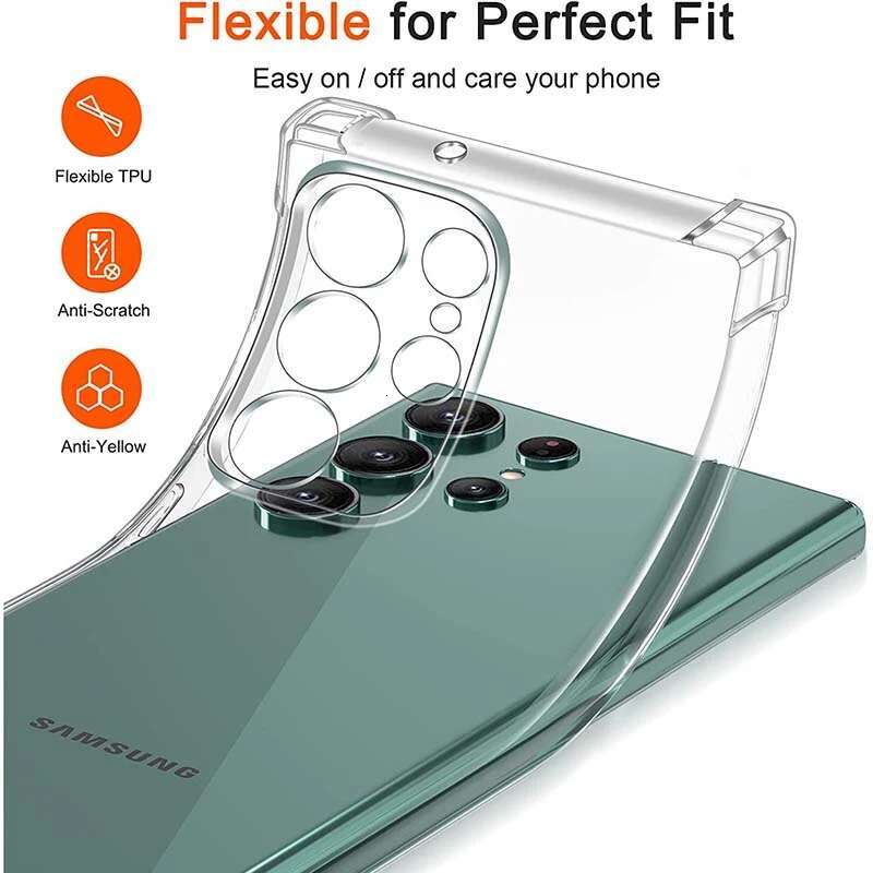 Clear for Samsung Galaxy S22 S21 S20 Ultra S23 FE S24 Plus A54 A14 A50 A50S A30S A20 A30 A70 Case Soft Tpu Cover