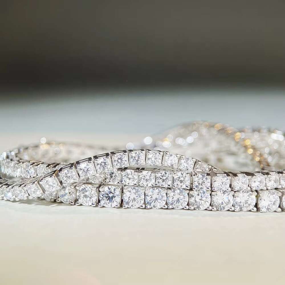 3M4M5M Tennis Chain 925 Sterling Silver Tennis Chain D Color Moissanite Chain Popular Moissanite Bracelet for Men and Women