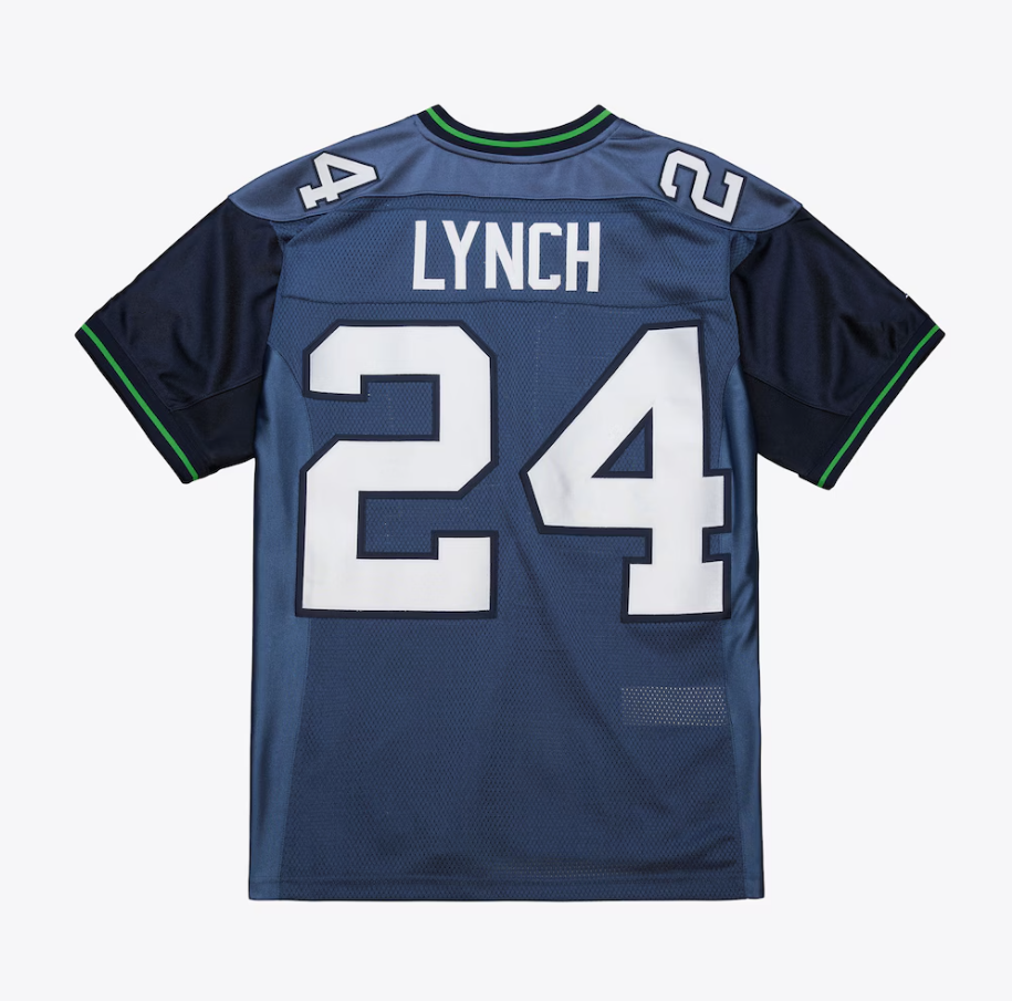 24 Marshawn Lynch 2010 Stitched football Jersey 80 Steve Largent 1985 mesh Legacy Retired retro Classics Jersey Men women youth S-6XL green