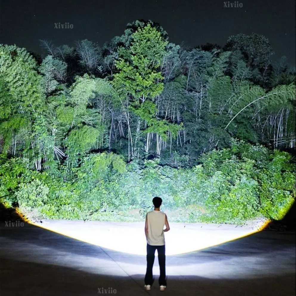 68000000LM Super Powerful LED Flashlights 15000mah Built-in Battery Rechargeable Torch Zoom 4km Strong Light Tactical FlashlightW251106