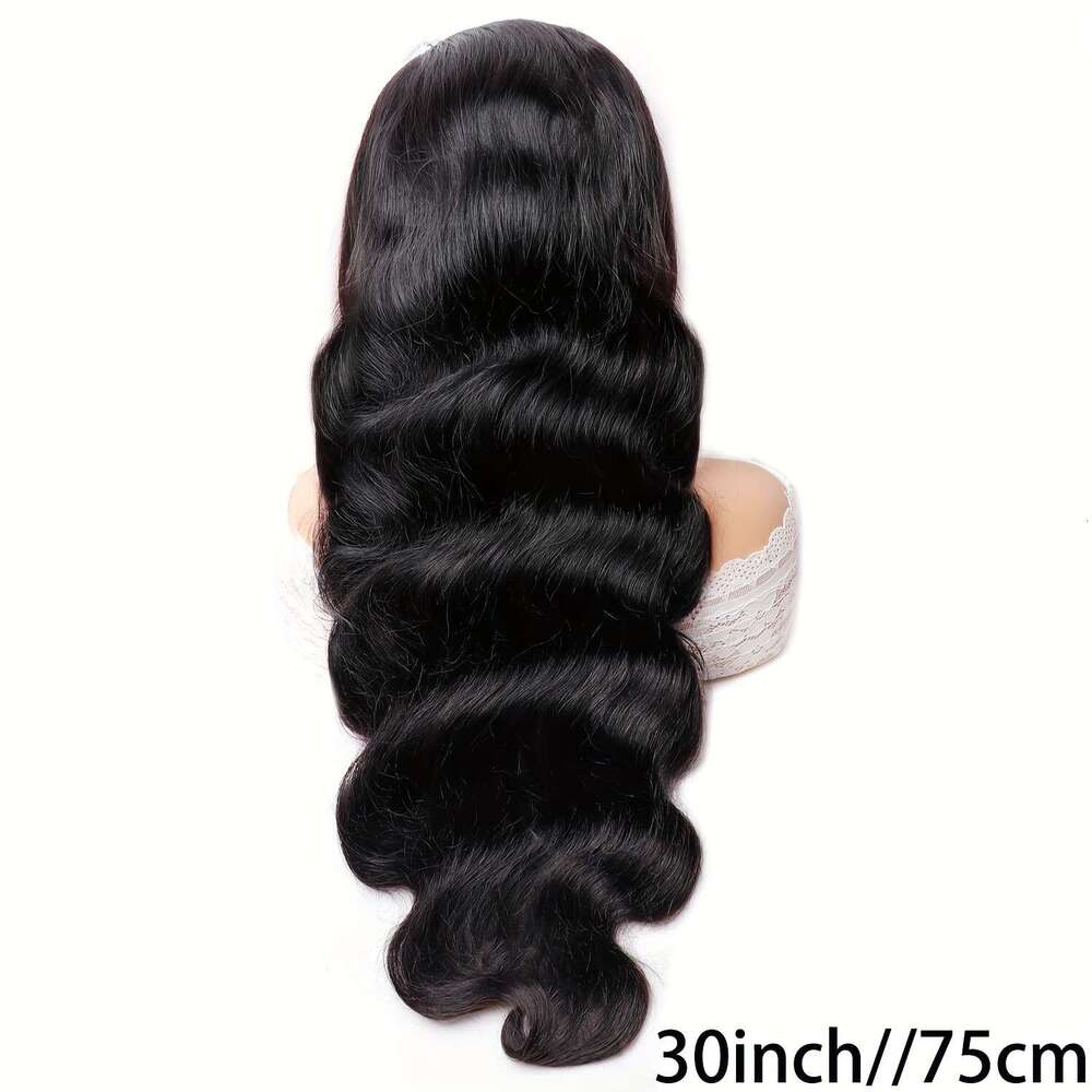13X4 Transparent Front 100% Brazilian Human 180% Density Body Wave Natural Black Color Pre-Plucked Hairline & Eyebrow/Forehead Hair - Full Lace Fronta