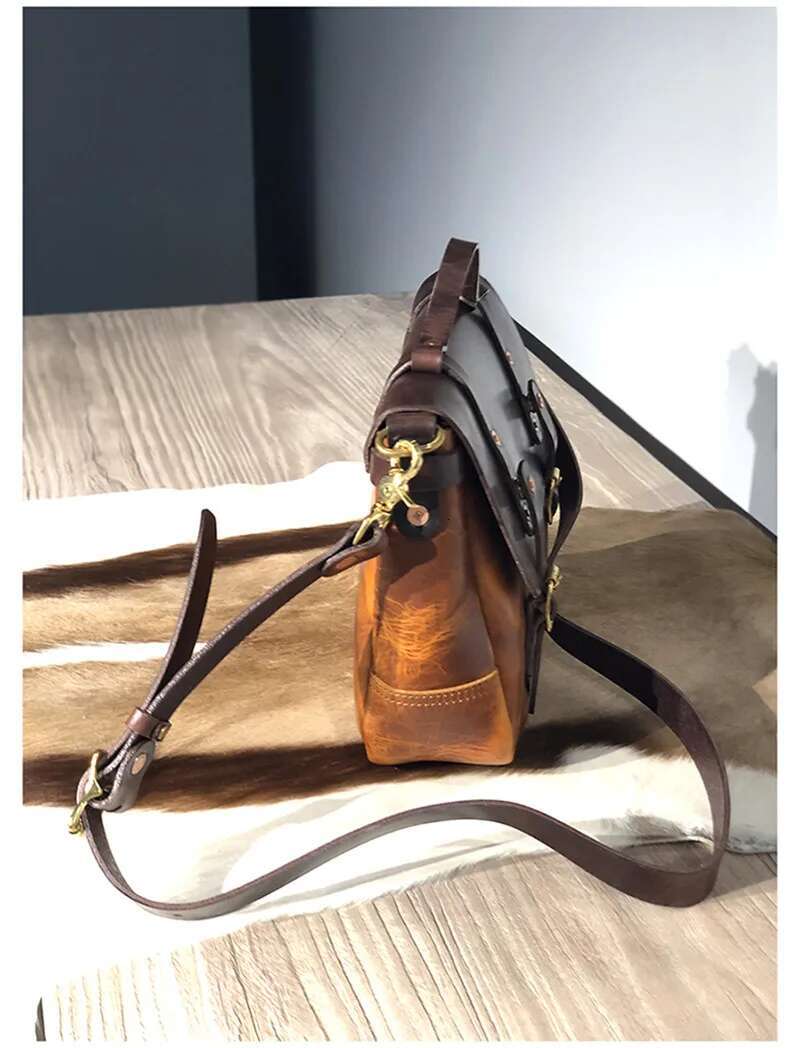 PNDME Designer High-Quality Genuine Leather Men's Messenger Natural Real Cowhide Outdoor Travel Tablet Shoulder Bag