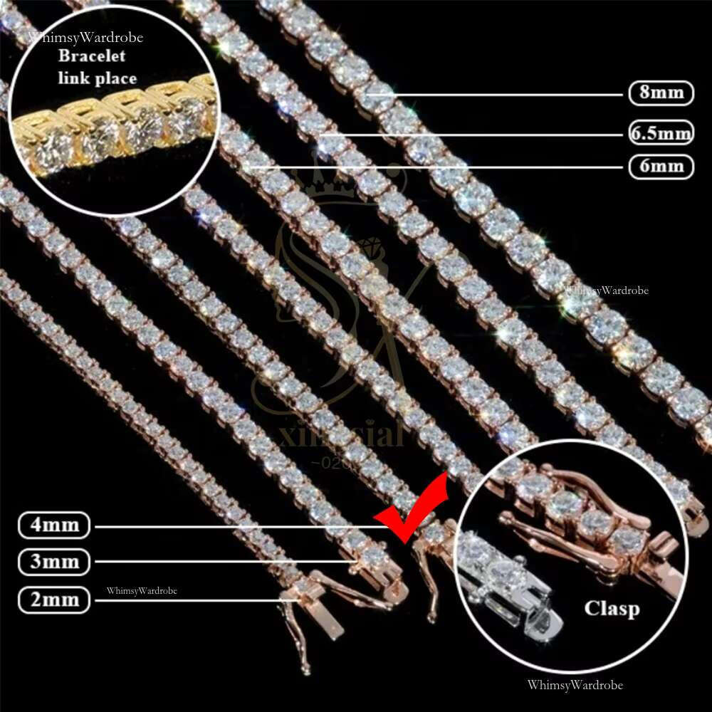 sial High Quality GRA Sier 4mm Round Dia Necklace Bracelet Tennis Chain Moissanite