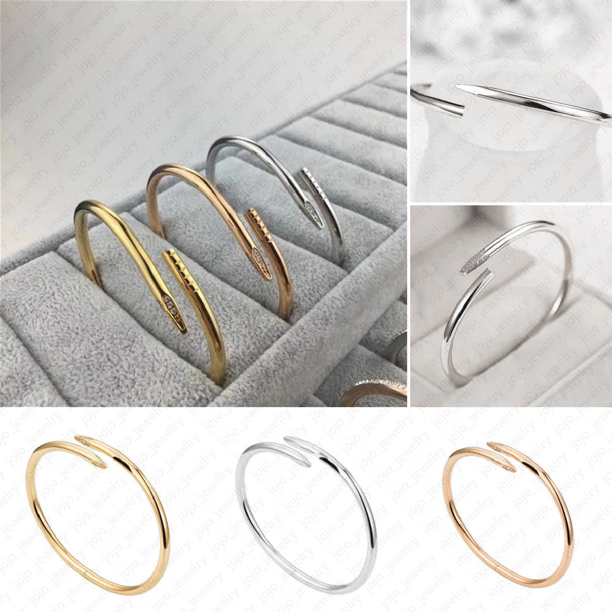 Brand nail bracelet designer jewelry women bracelet designer 18K Gold Silver plated bracelet women mens bracelet high quality couple bracelet vintage bracelet