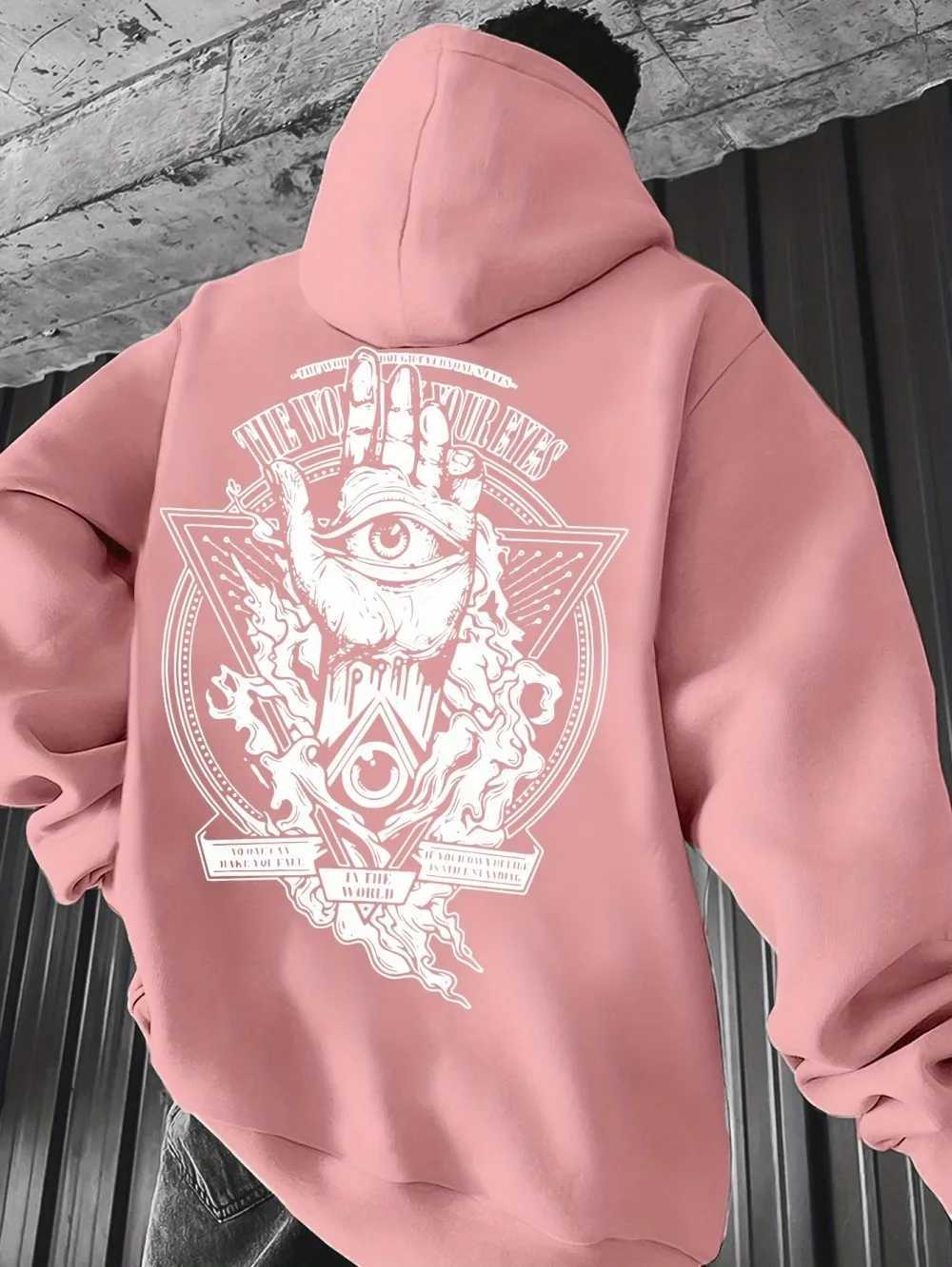 2025 American Autumn New Mens Totem Printed Micro Elastic Comfortable Hoodie Outdoor Street Style Clothing W251106