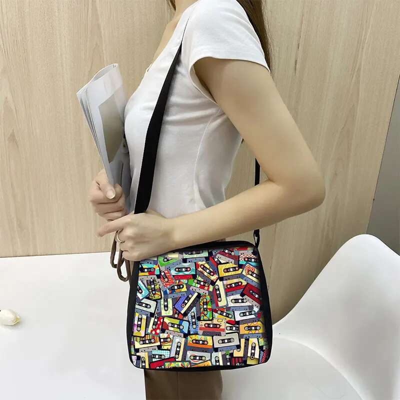 2025 Cassette Tape Recorder Print Shoulder Bag Back To 80s 90s Women Crossbody Bags for Travel Ladies Handbag Phone Purse Holder